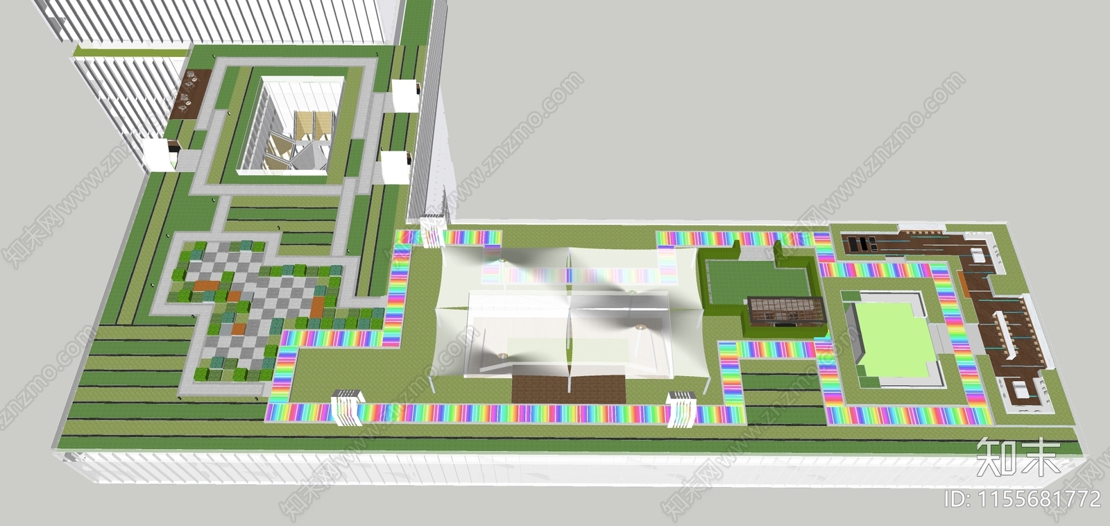 现代屋顶花园SU模型下载【ID:1155681772】