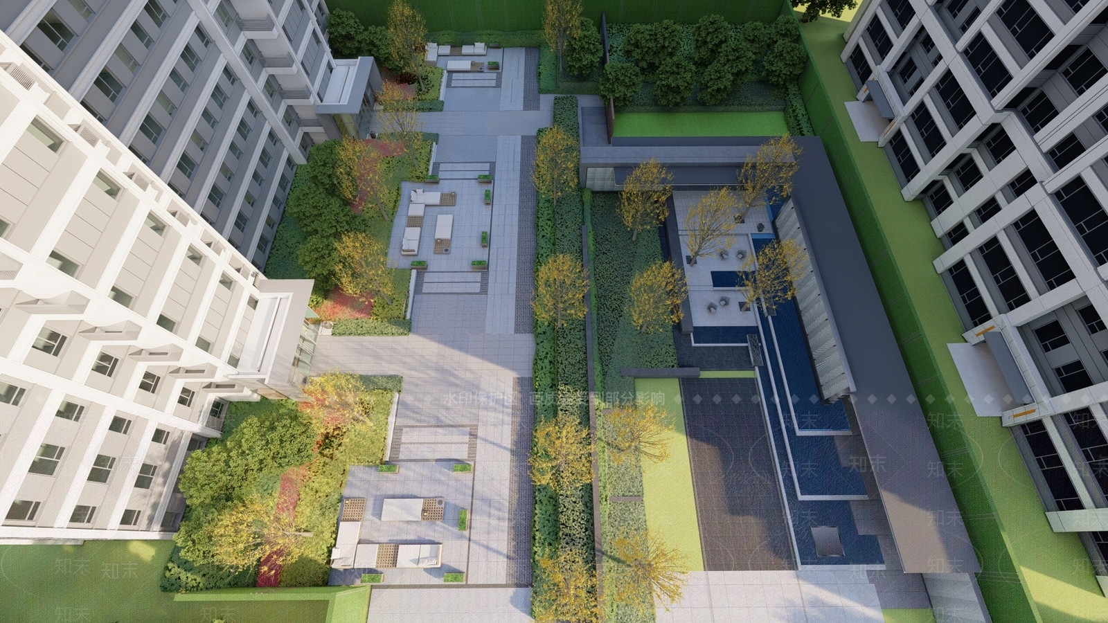 现代小区住宅景观SU模型下载【ID:1155683936】