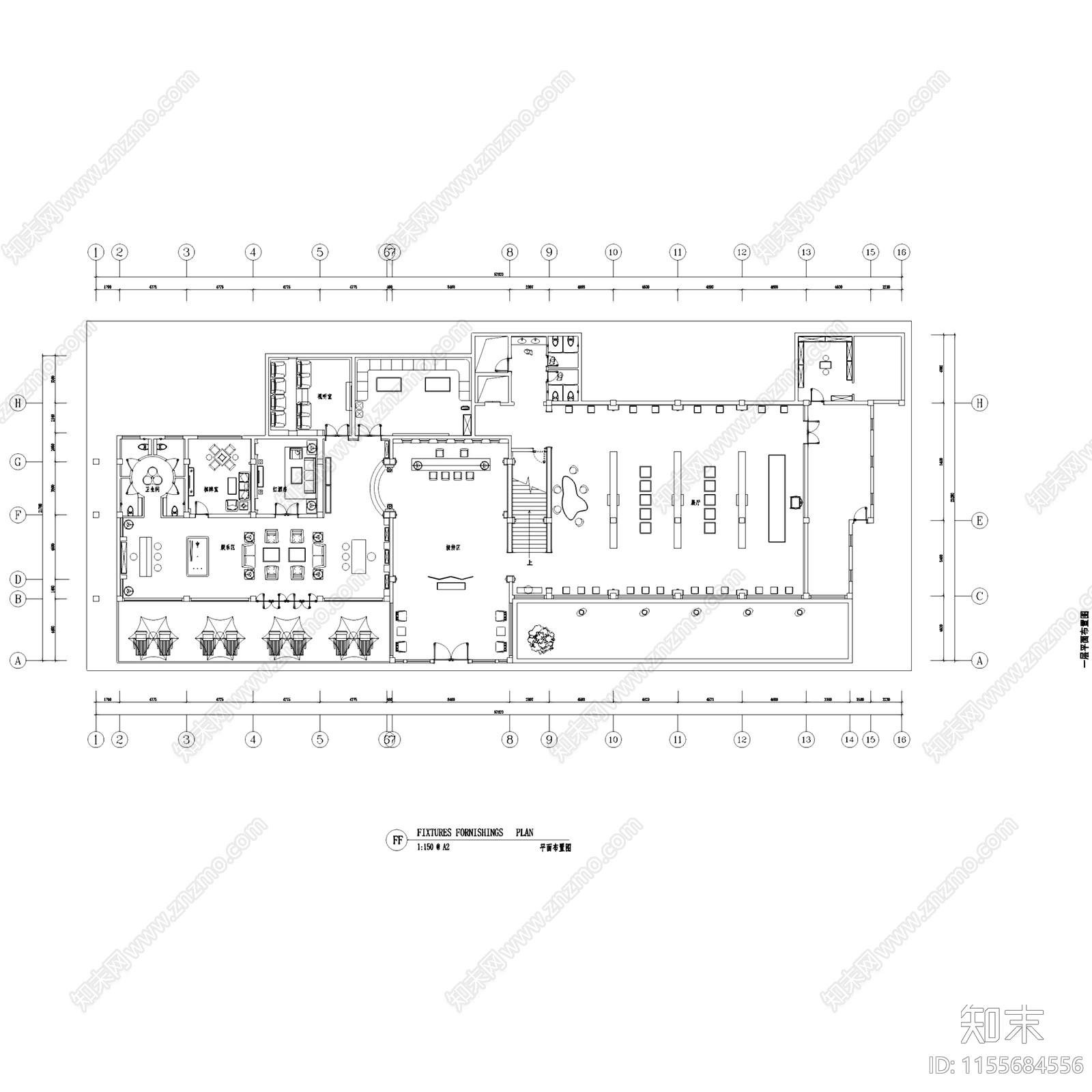 新中式中式二层会所室内工装cad施工图下载【ID:1155684556】