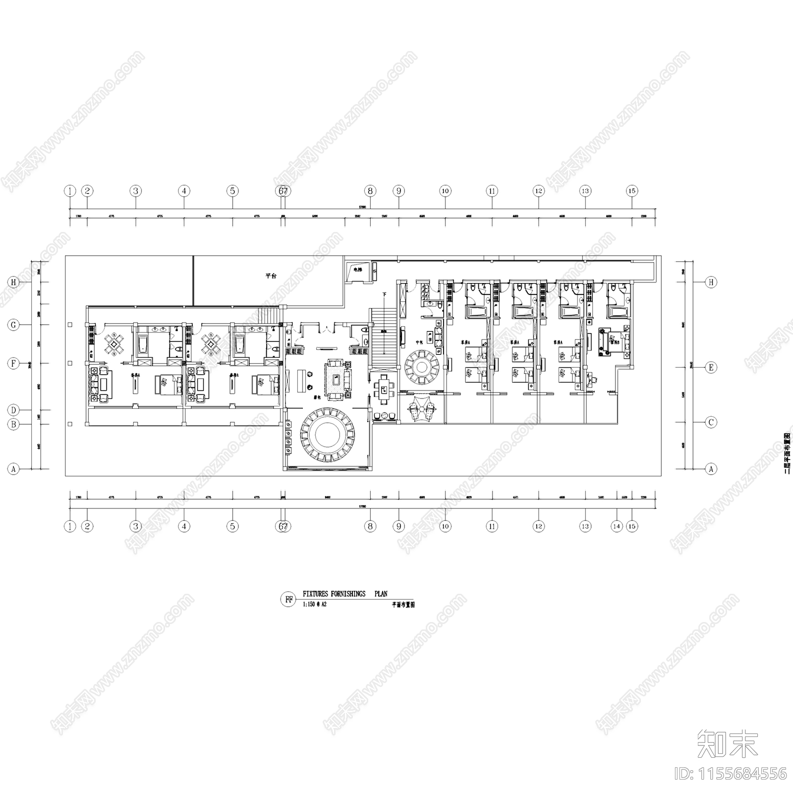 新中式中式二层会所室内工装cad施工图下载【ID:1155684556】