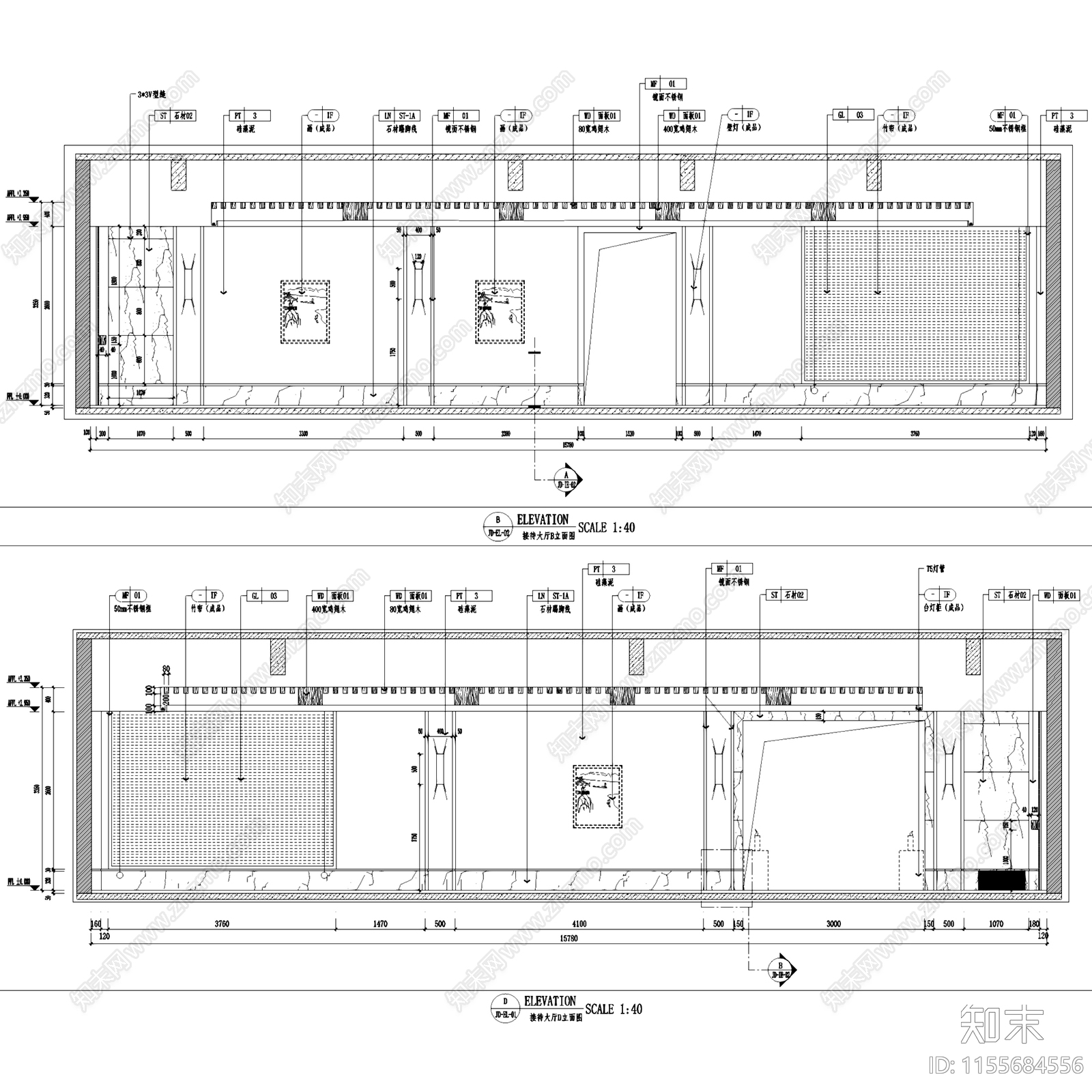 新中式中式二层会所室内工装cad施工图下载【ID:1155684556】