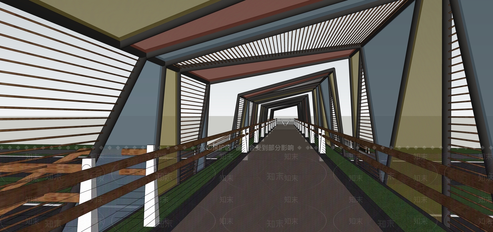 现代彩色天桥SU模型下载【ID:1155699640】