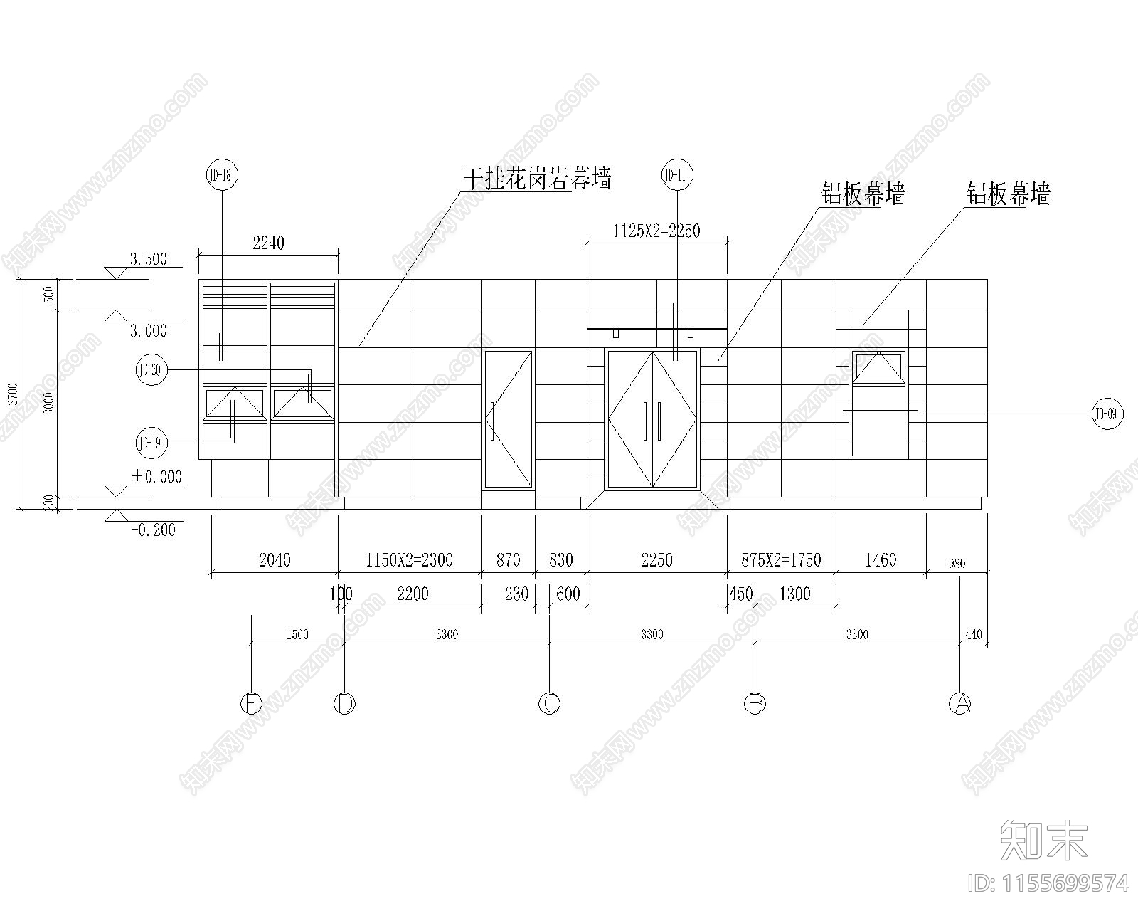 铝板幕墙门洞雨蓬cad施工图下载【ID:1155699574】