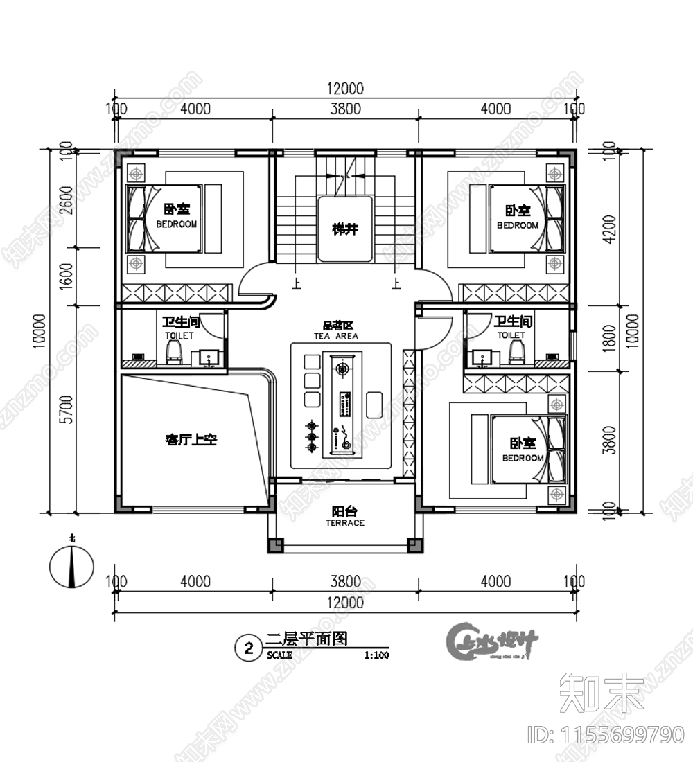 120平米农村自建房室内平面图施工图下载【ID:1155699790】