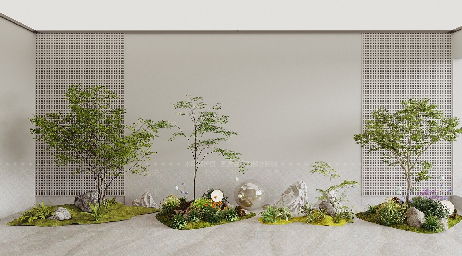 现代植物景观造景SU模型下载【ID:1155706531】