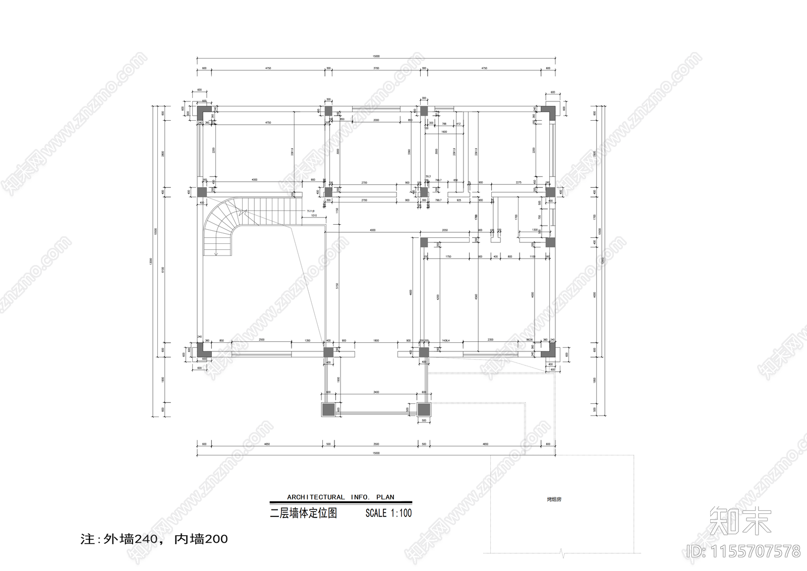 别墅建筑cad施工图下载【ID:1155707578】