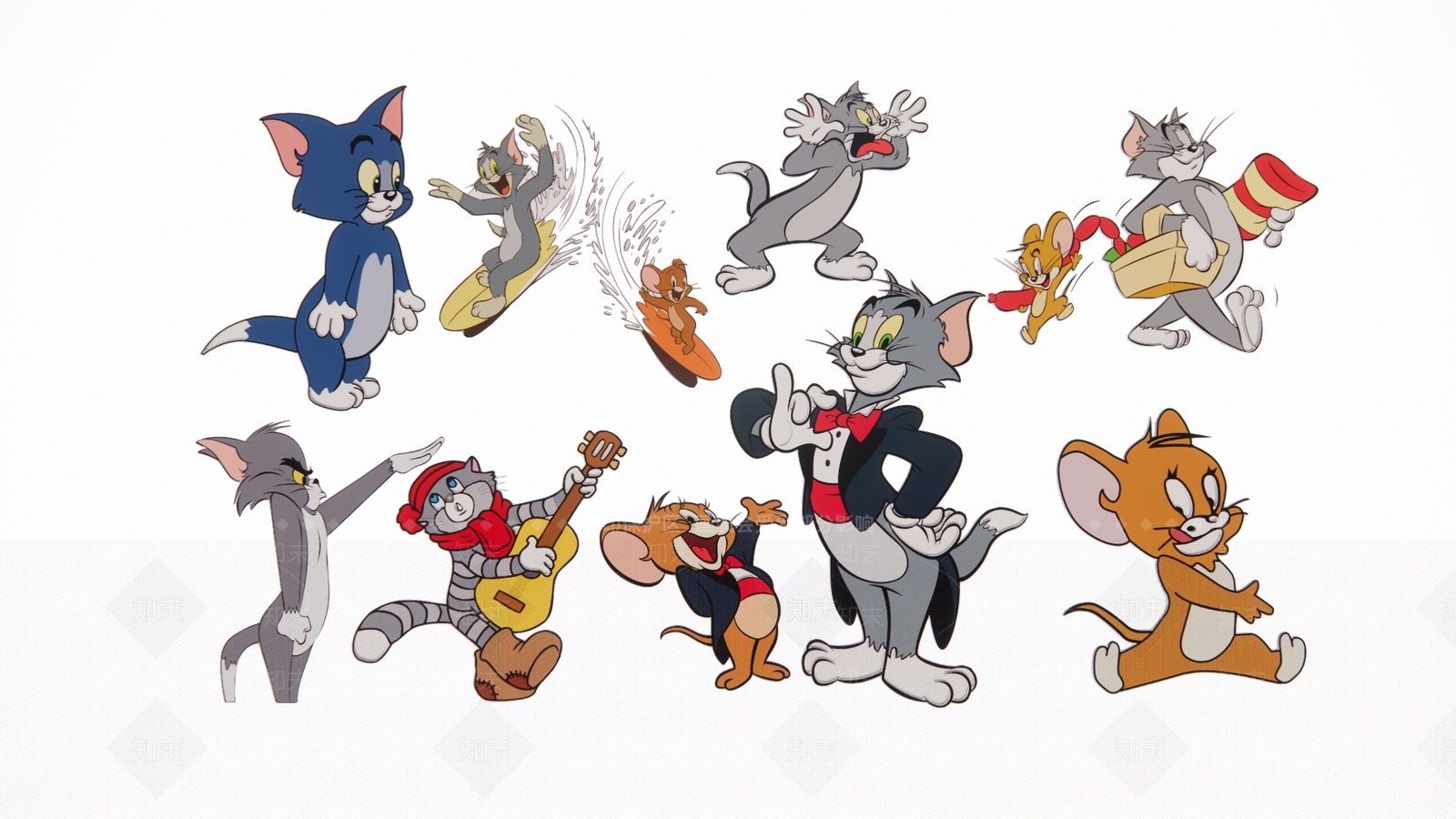 2D现代猫和老鼠剪影3D模型下载【ID:1155717388】