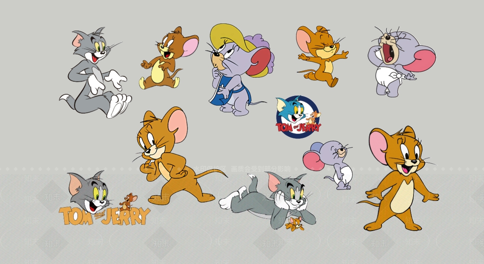 2D现代猫和老鼠剪影3D模型下载【ID:1155717456】