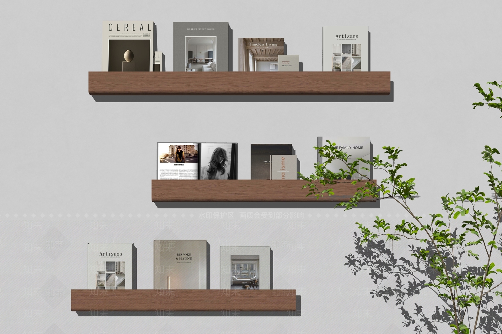 现代实木书架SU模型下载【ID:1155719968】