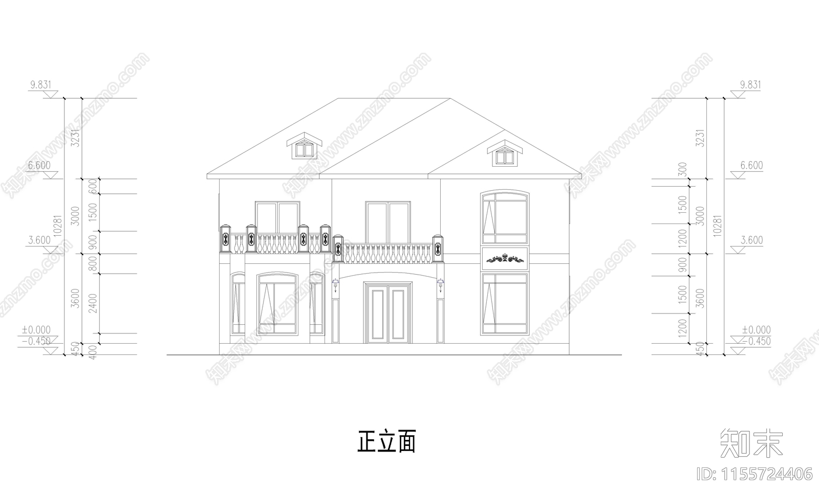 欧式别墅CADcad施工图下载【ID:1155724406】