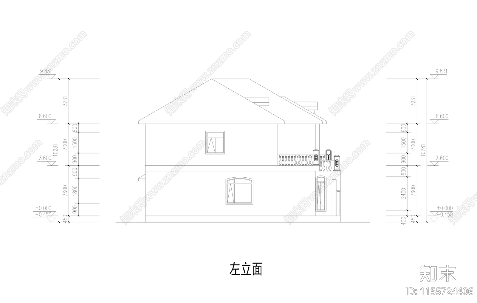 欧式别墅CADcad施工图下载【ID:1155724406】