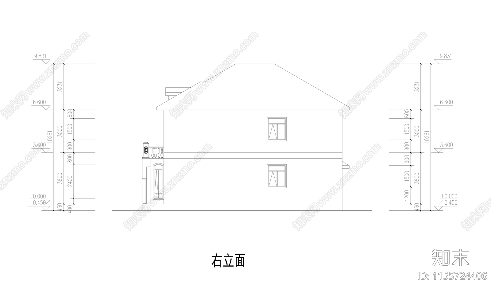 欧式别墅CADcad施工图下载【ID:1155724406】