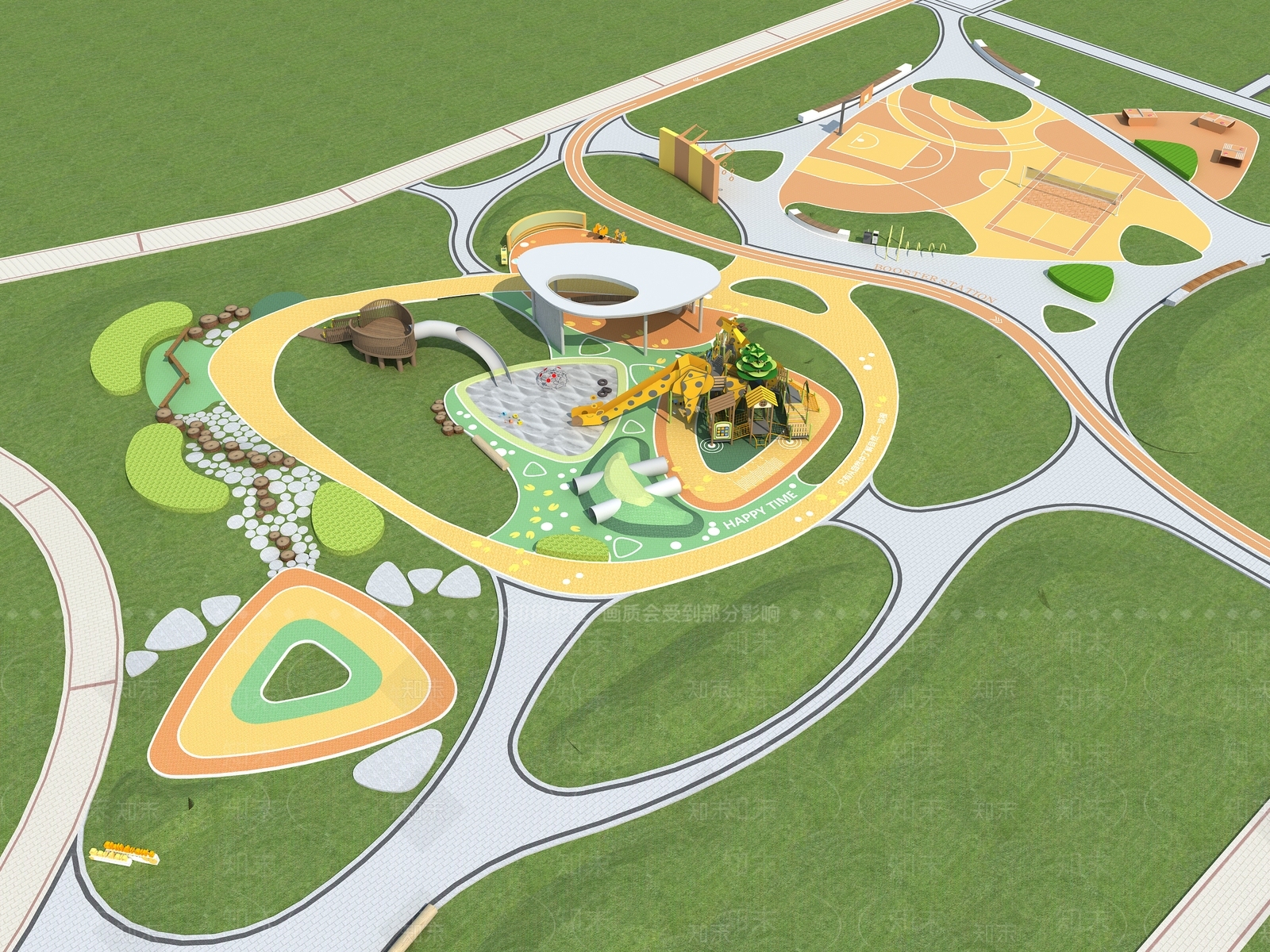 现代儿童游乐区3D模型下载【ID:1155730644】