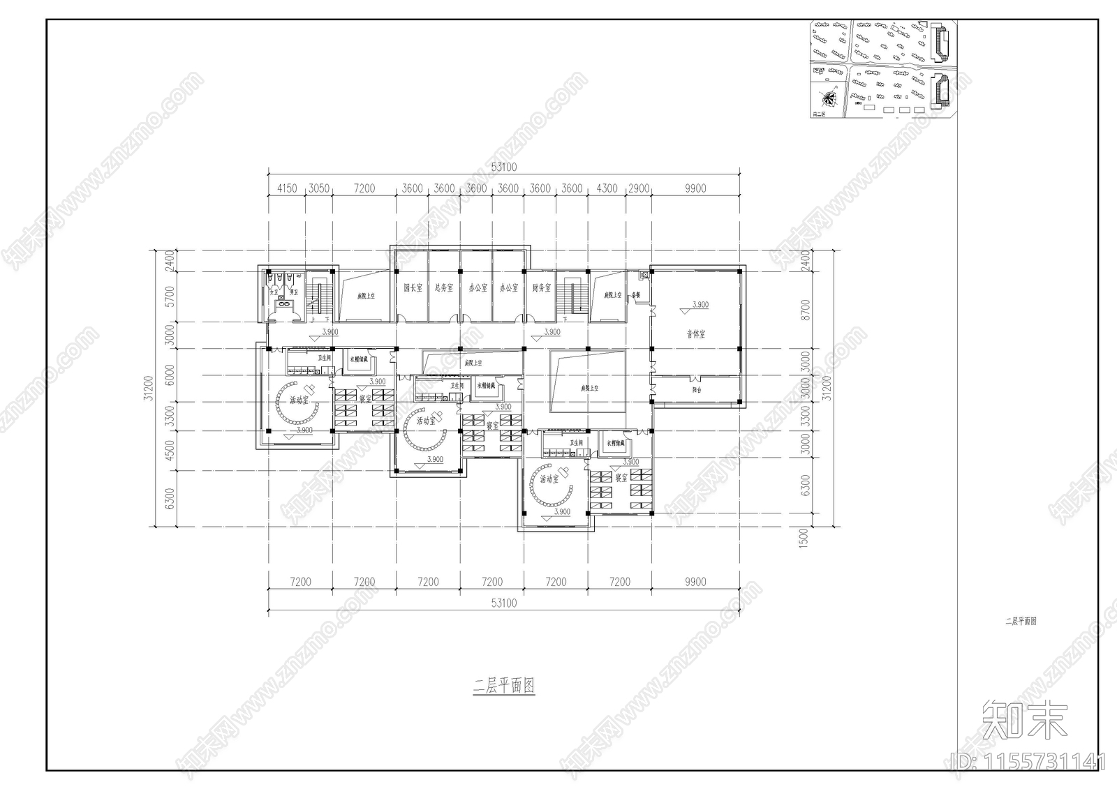 6班幼儿园建筑cad施工图下载【ID:1155731141】