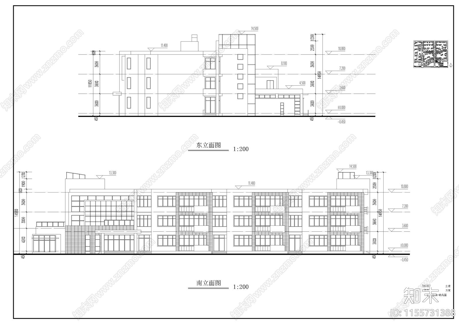 9班现代幼儿园含su模型cad施工图下载【ID:1155731388】