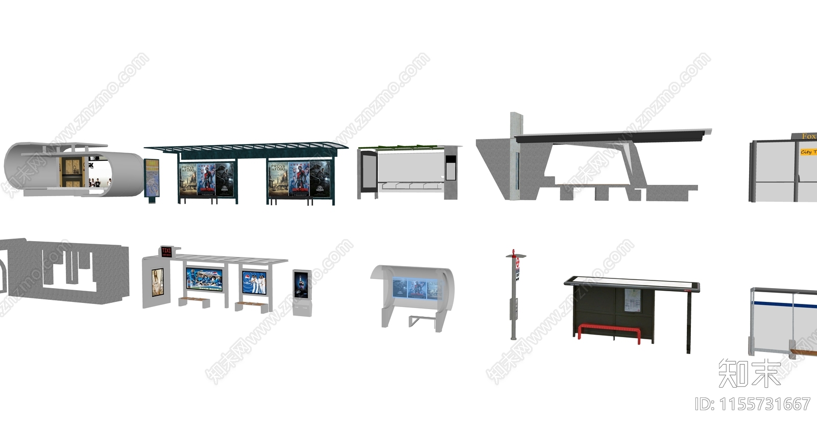 现代公交站台SU模型下载【ID:1155731667】