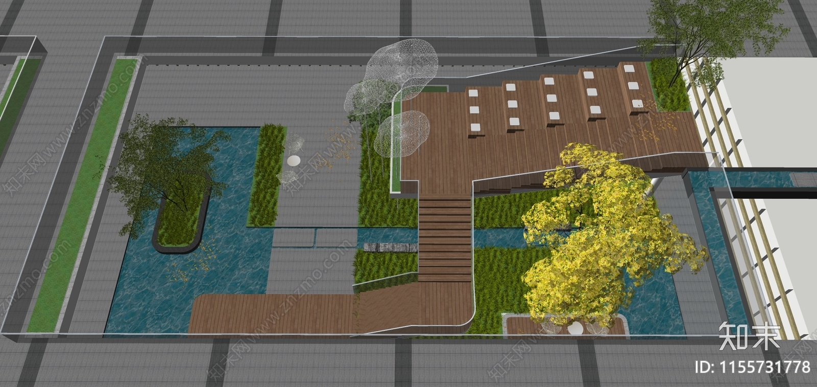 现代示范区下沉景观SU模型下载【ID:1155731778】