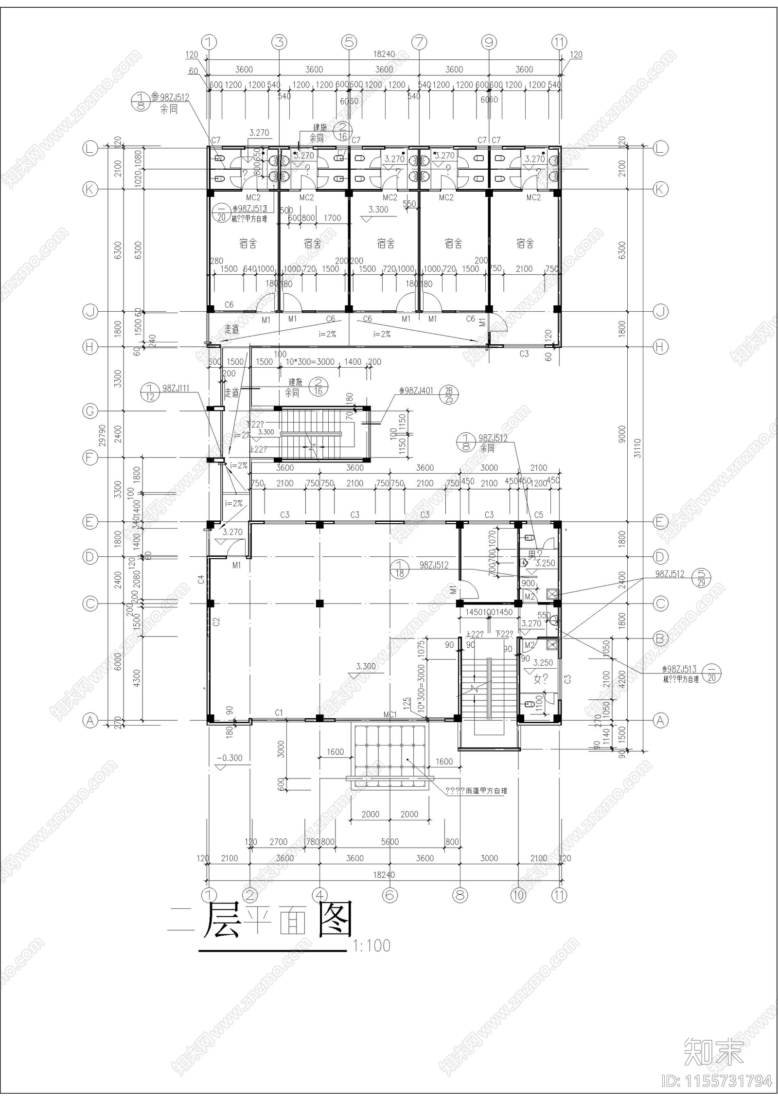 5层宿舍综合楼建筑施工图下载【ID:1155731794】