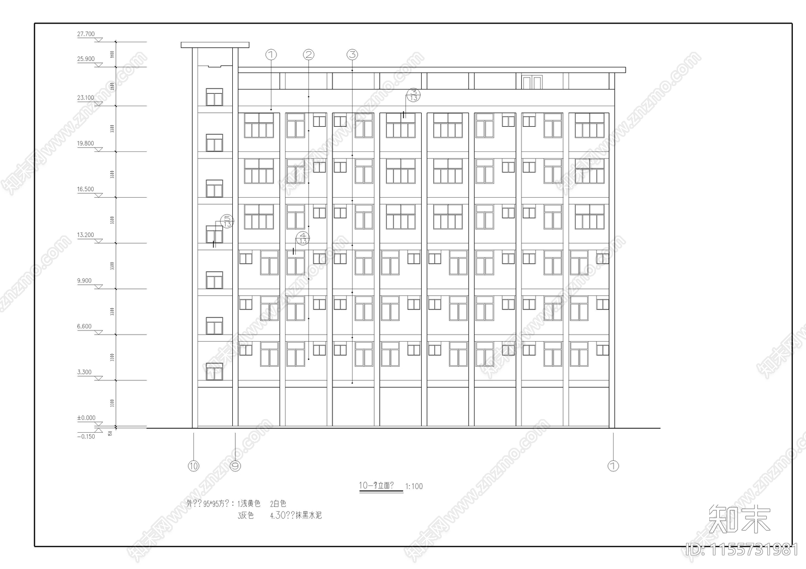 6层教师宿舍楼建筑施工图下载【ID:1155731981】