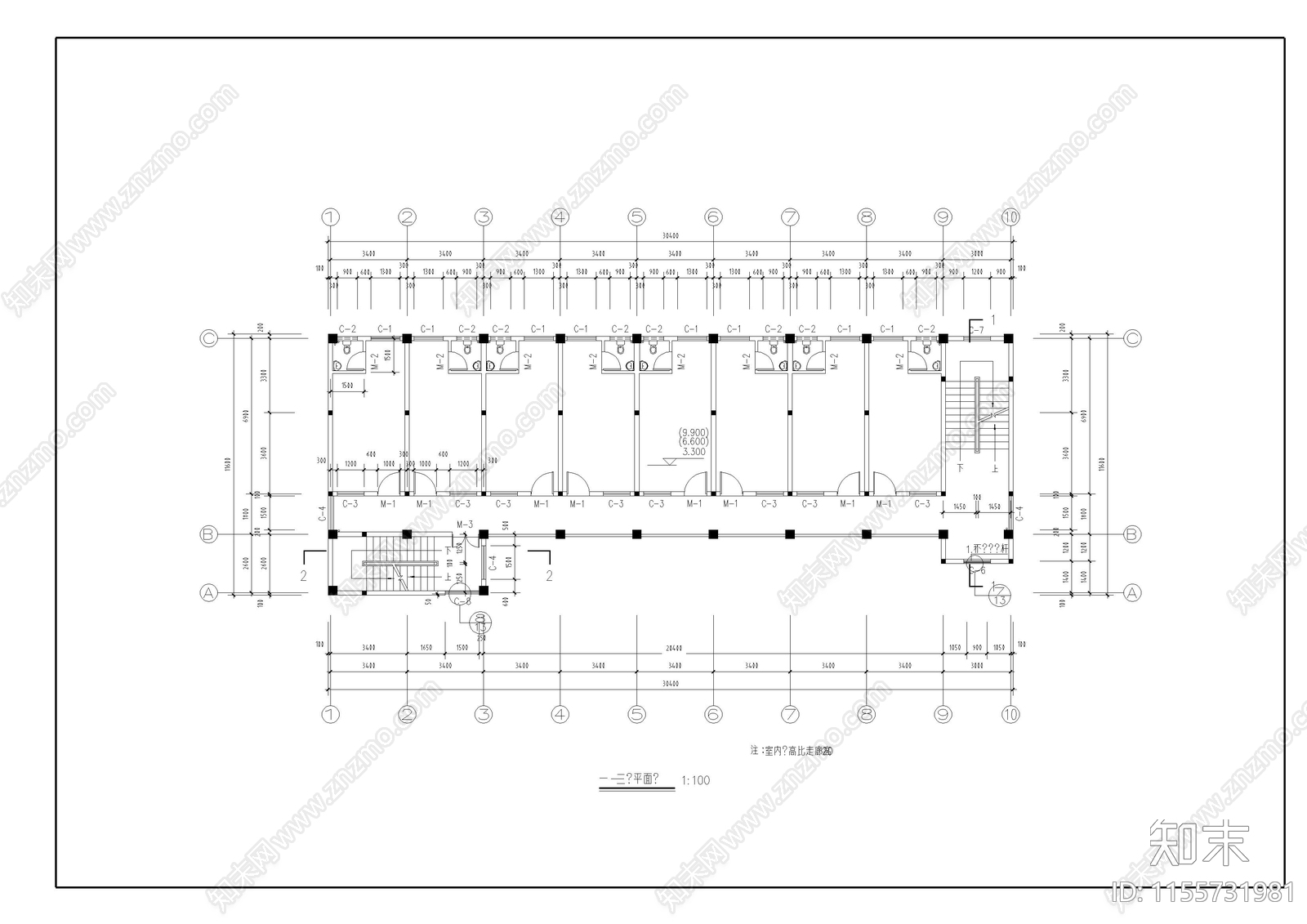 6层教师宿舍楼建筑施工图下载【ID:1155731981】