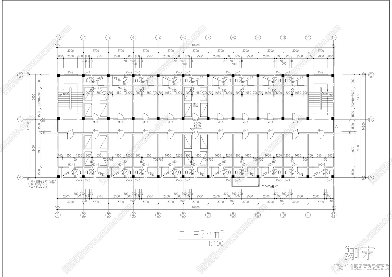 3层办公宿舍楼建施工图下载【ID:1155732670】