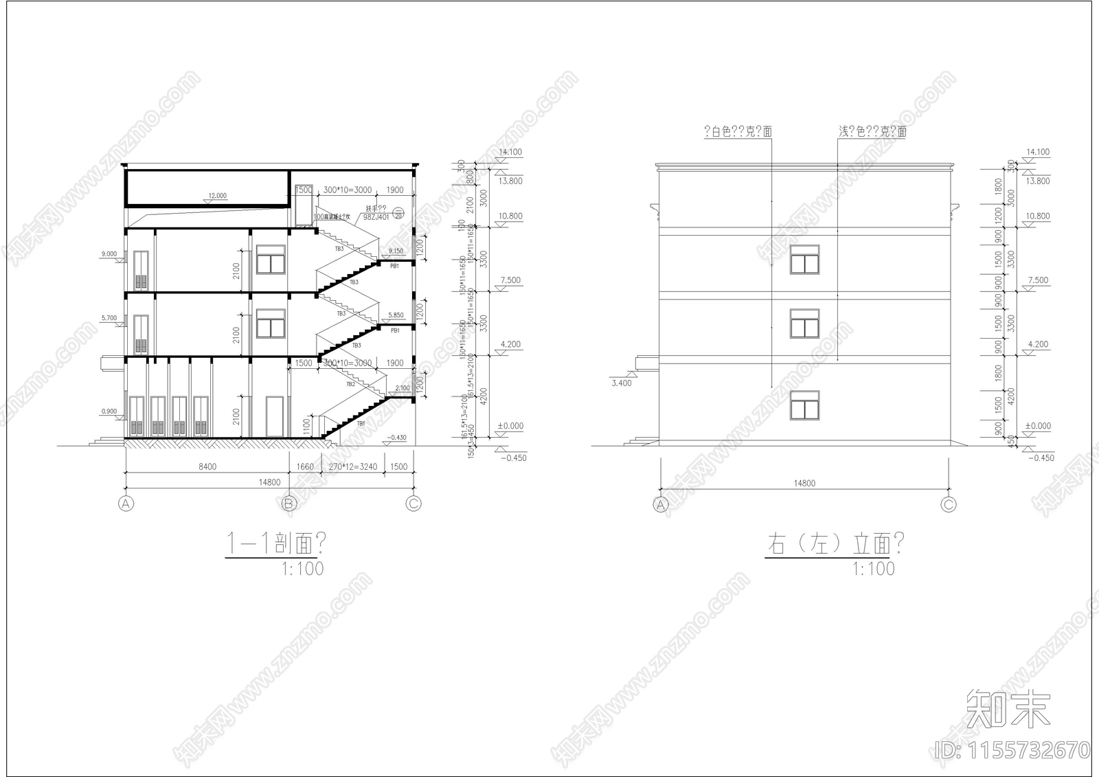 3层办公宿舍楼建施工图下载【ID:1155732670】