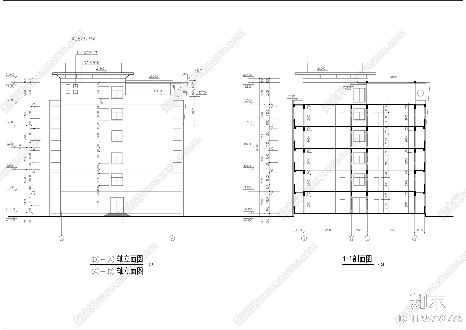 5层64461平米鞋业公司宿舍楼建施图cad施工图下载【ID:1155732776】