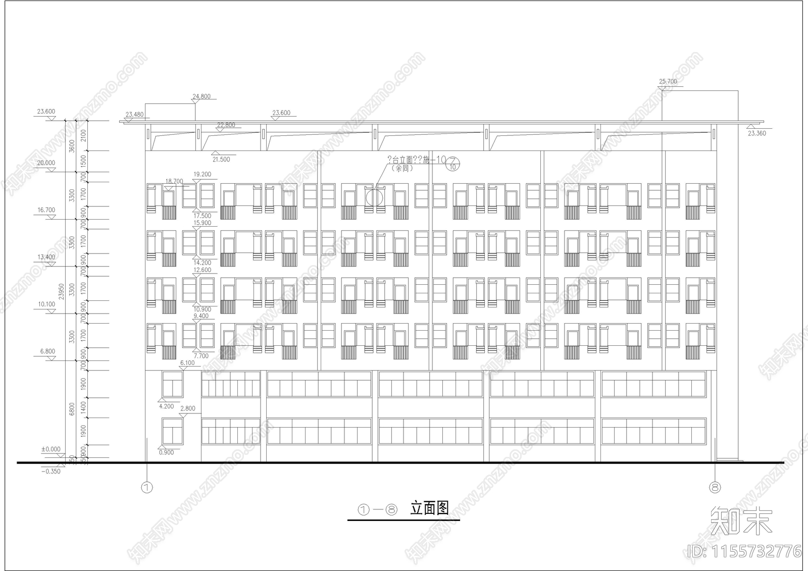 5层64461平米鞋业公司宿舍楼建施图cad施工图下载【ID:1155732776】