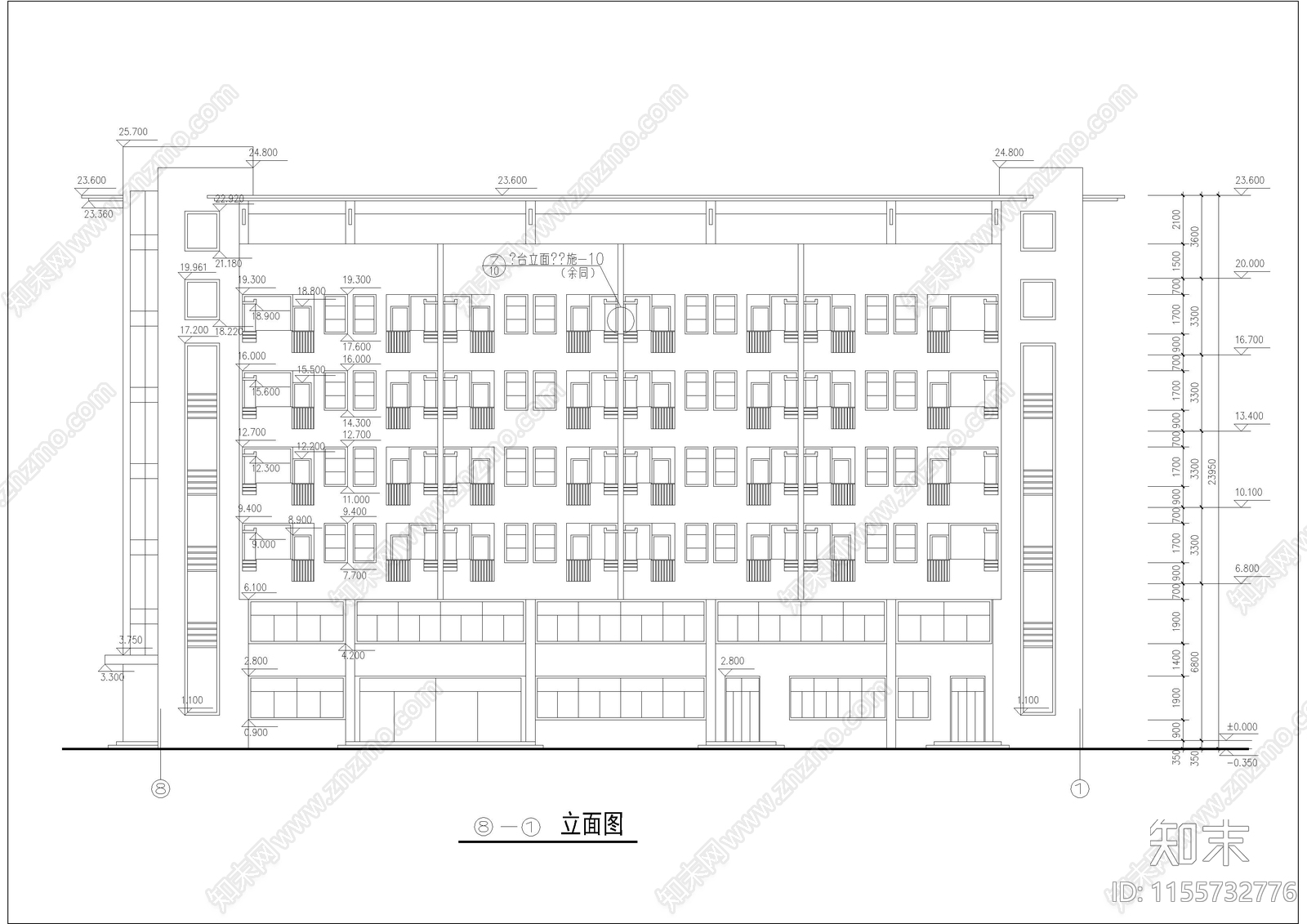 5层64461平米鞋业公司宿舍楼建施图cad施工图下载【ID:1155732776】