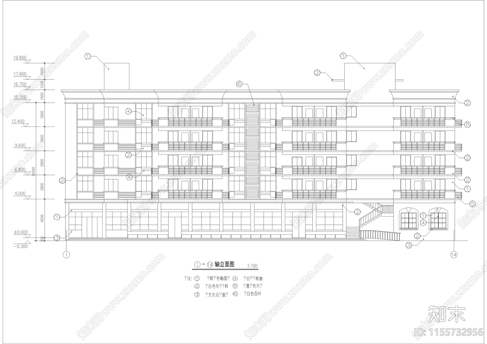 5层28467平米宿舍综合楼设计图cad施工图下载【ID:1155732956】