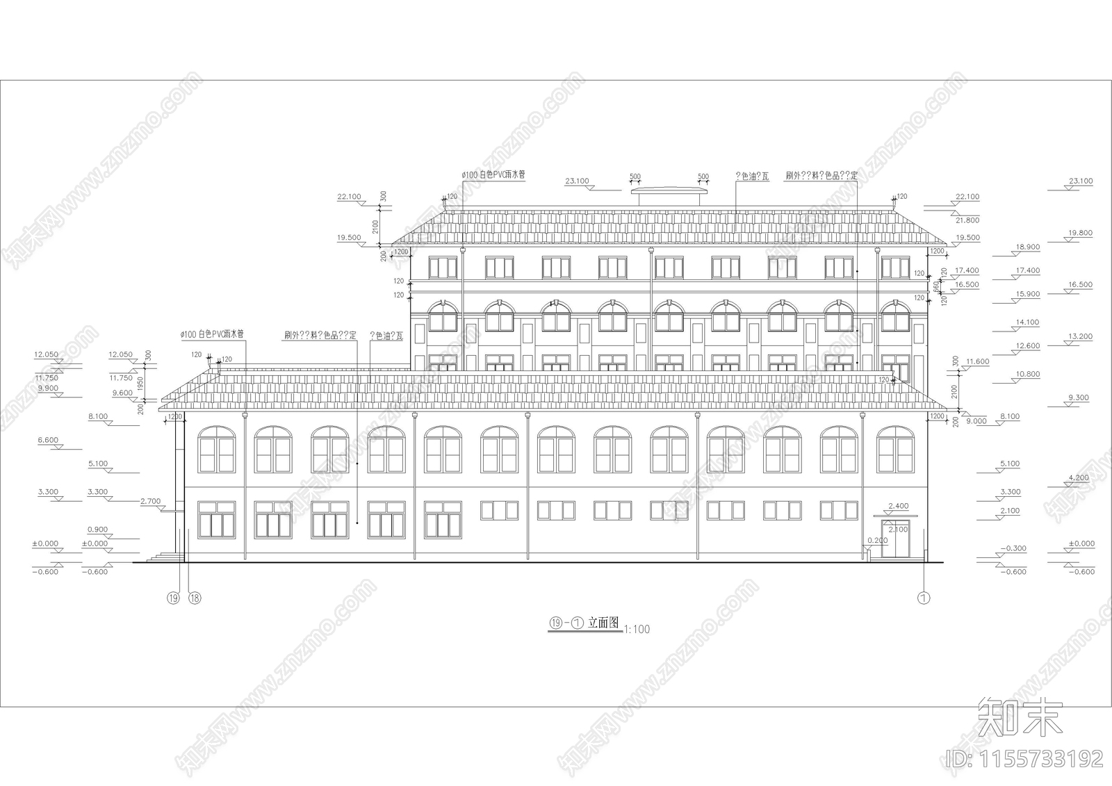 6层学校宿舍餐厅综合楼建筑施工图下载【ID:1155733192】