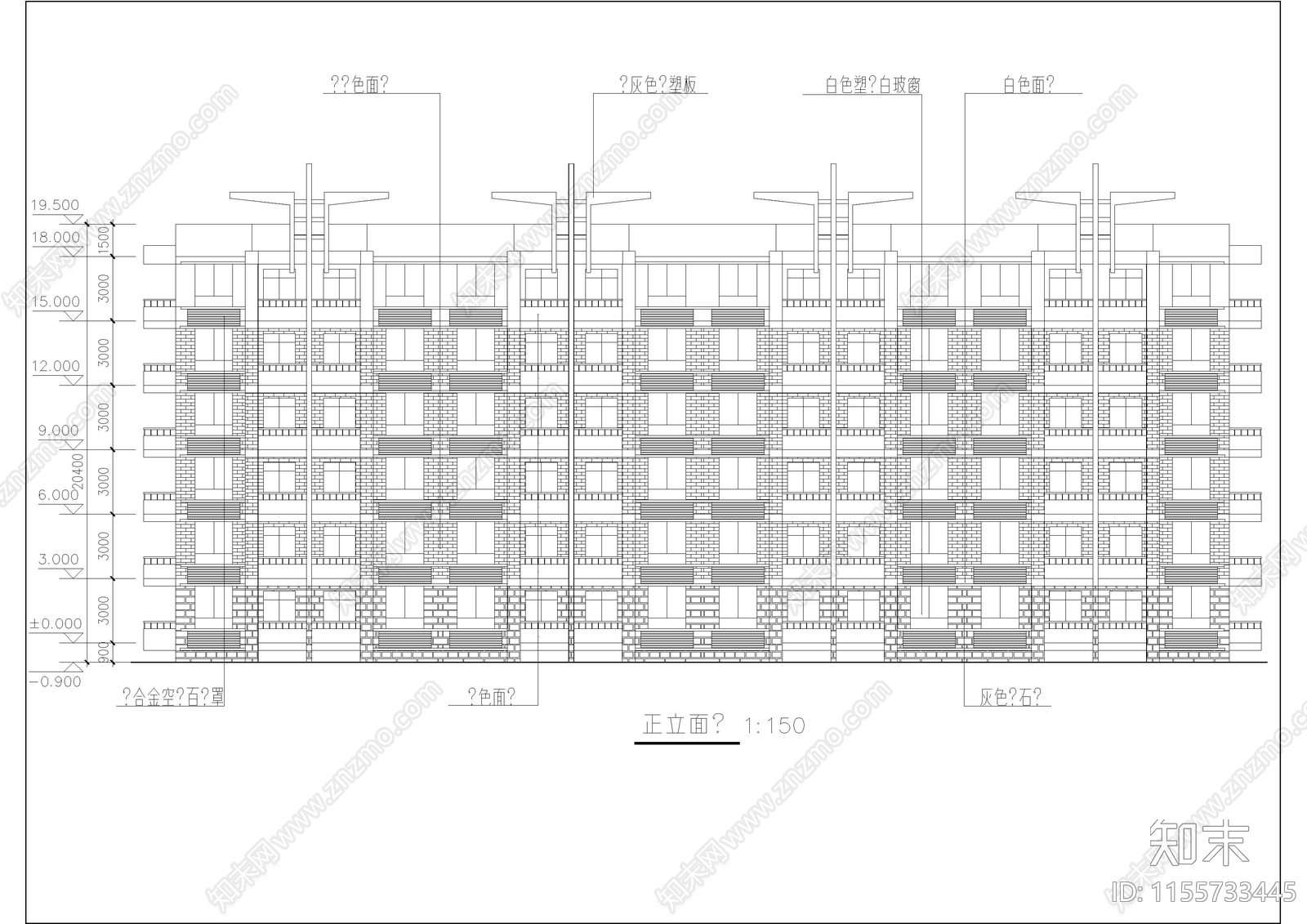 6层研究生公寓楼建筑设计图cad施工图下载【ID:1155733445】