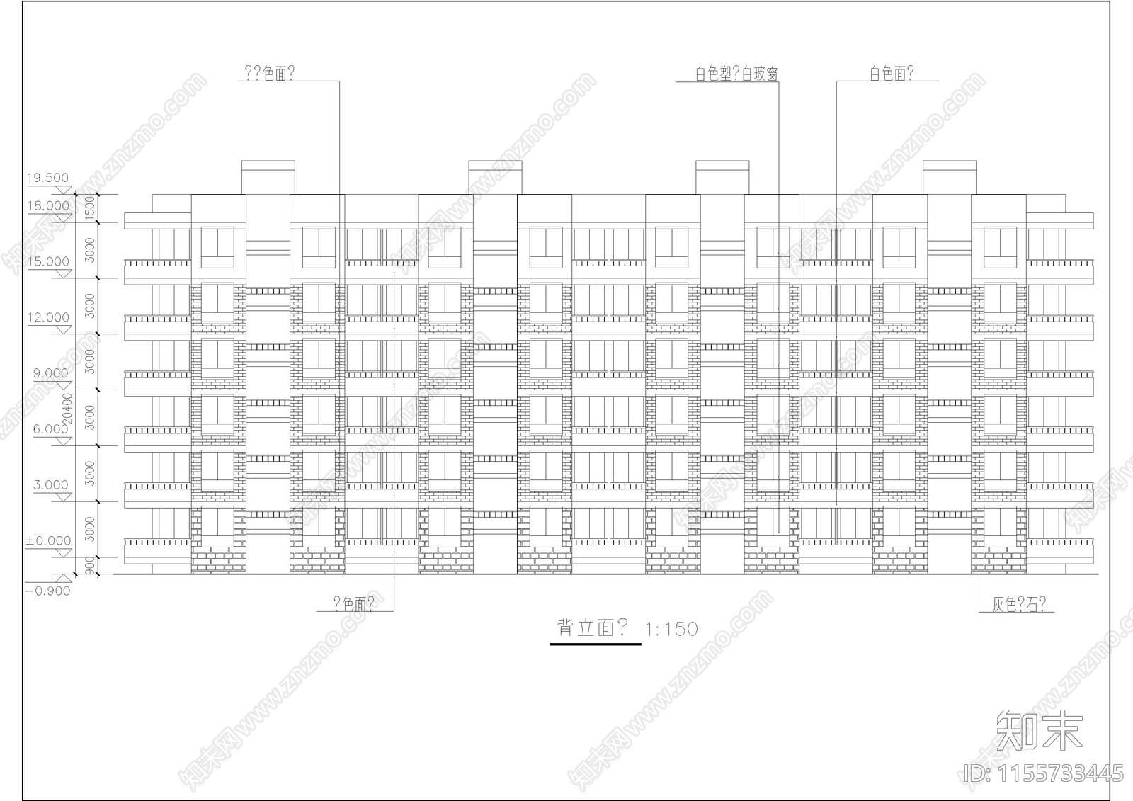 6层研究生公寓楼建筑设计图cad施工图下载【ID:1155733445】