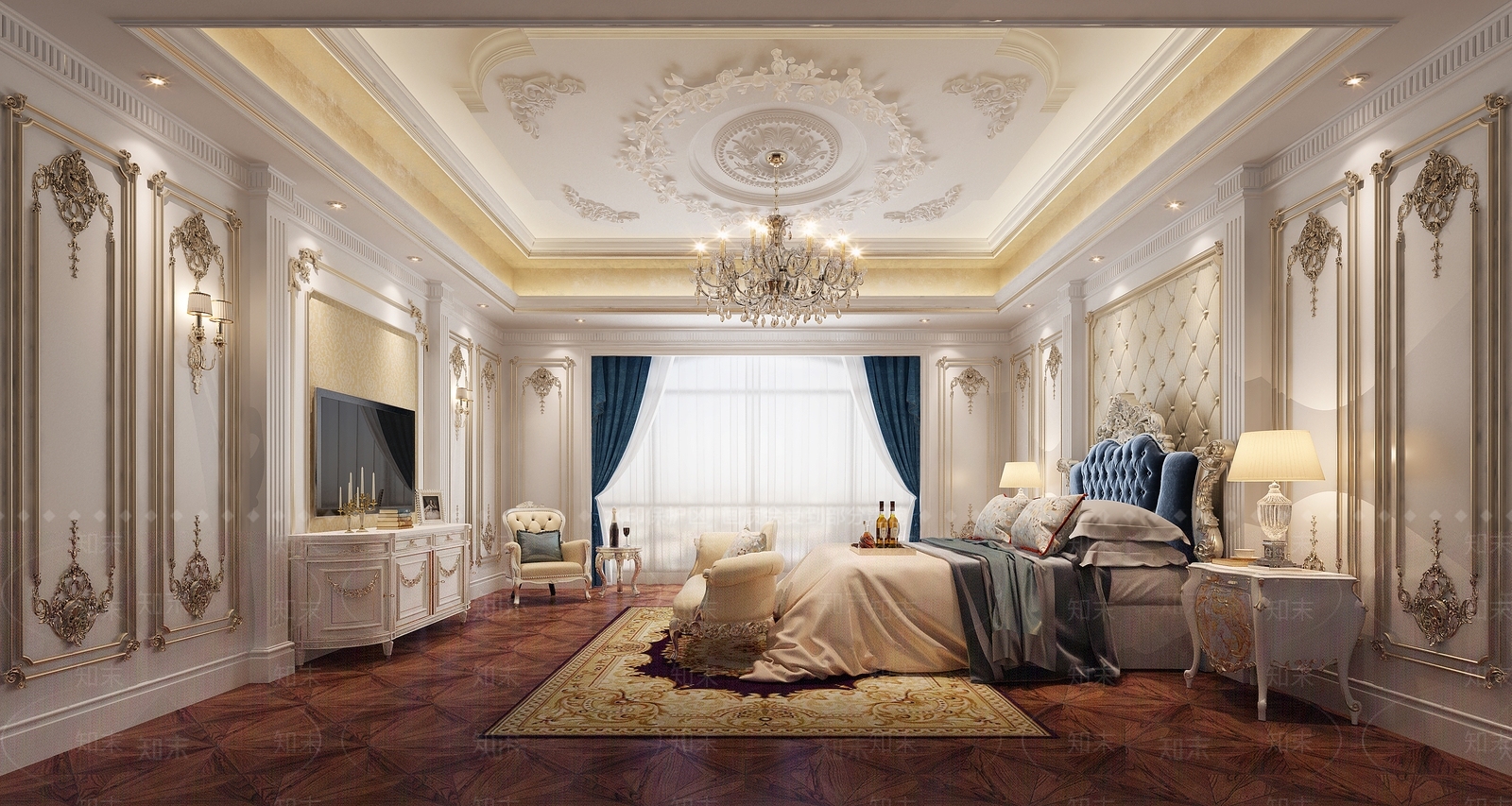 欧式古典家居卧室3D模型下载【ID:1155733609】