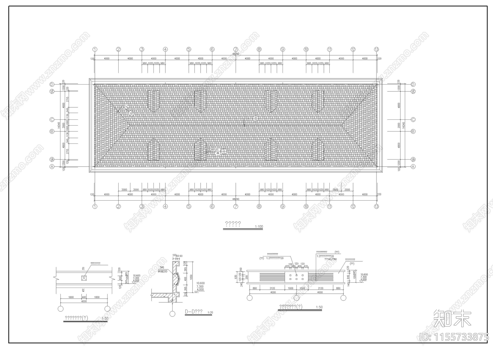 4层宿舍楼建筑施工图下载【ID:1155733875】