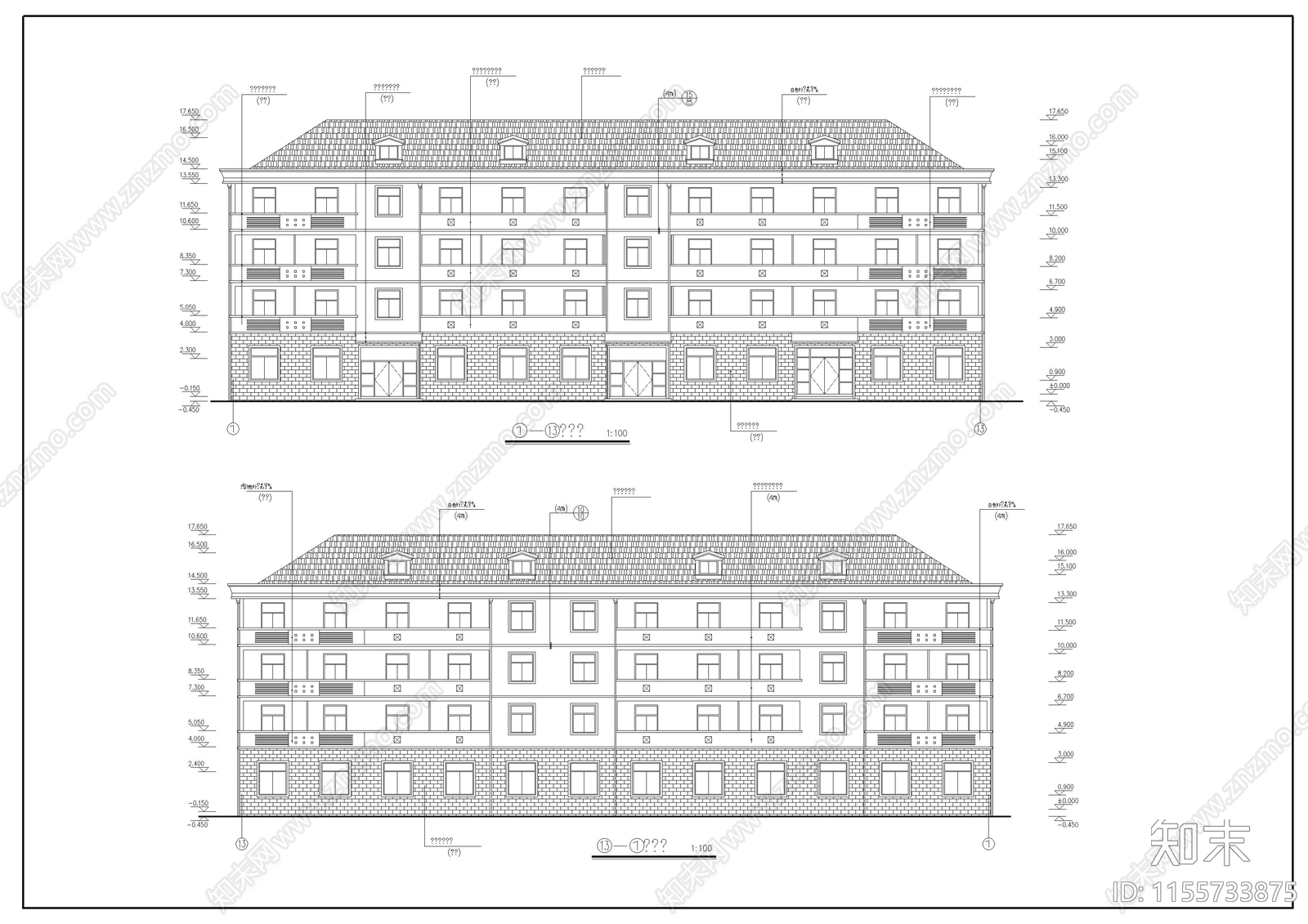 4层宿舍楼建筑施工图下载【ID:1155733875】