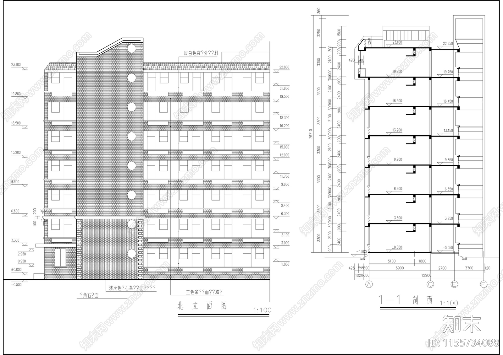 7层大学生宿舍楼设计图cad施工图下载【ID:1155734088】