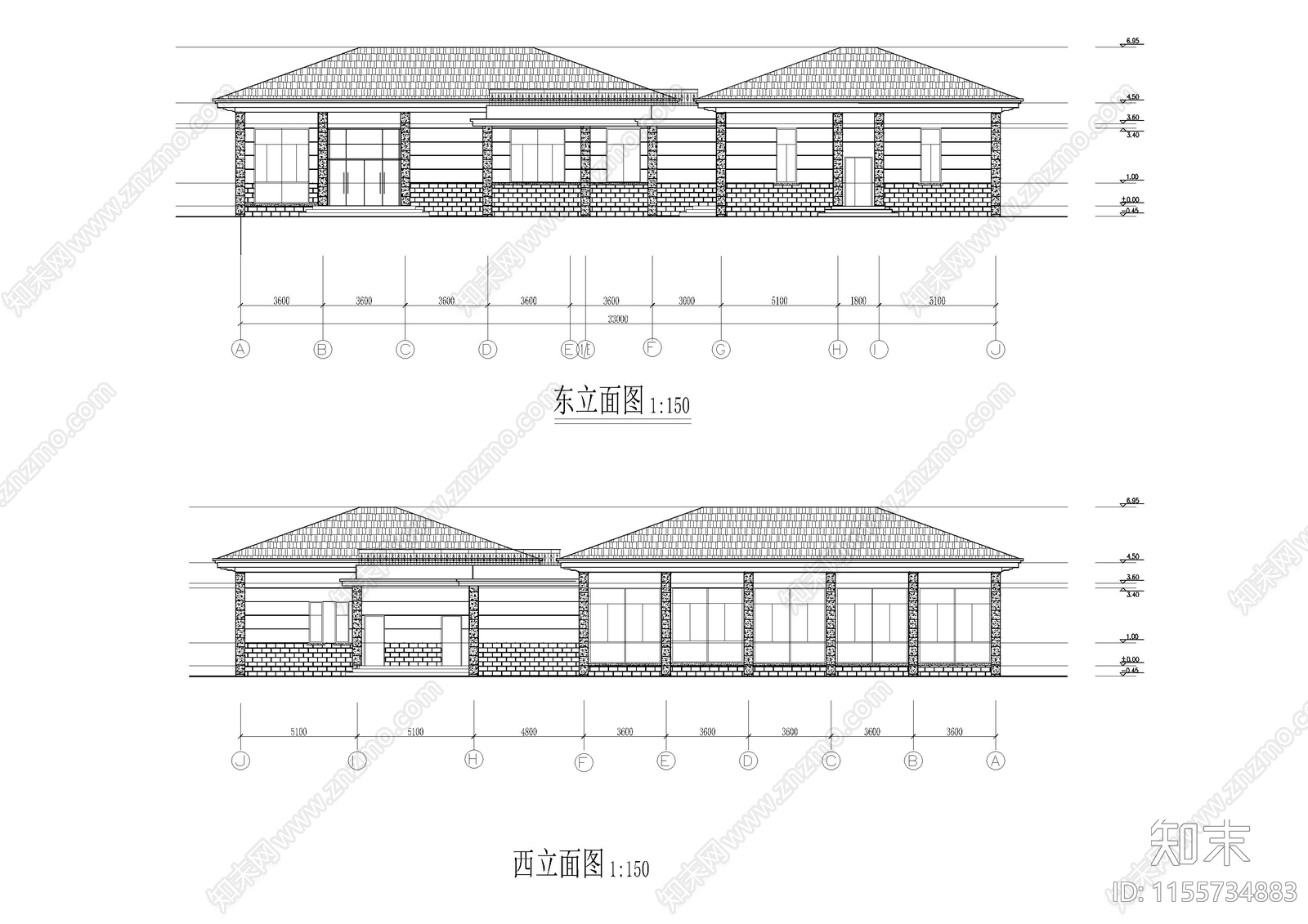 单层餐厅娱乐宿舍综合建筑方案图cad施工图下载【ID:1155734883】