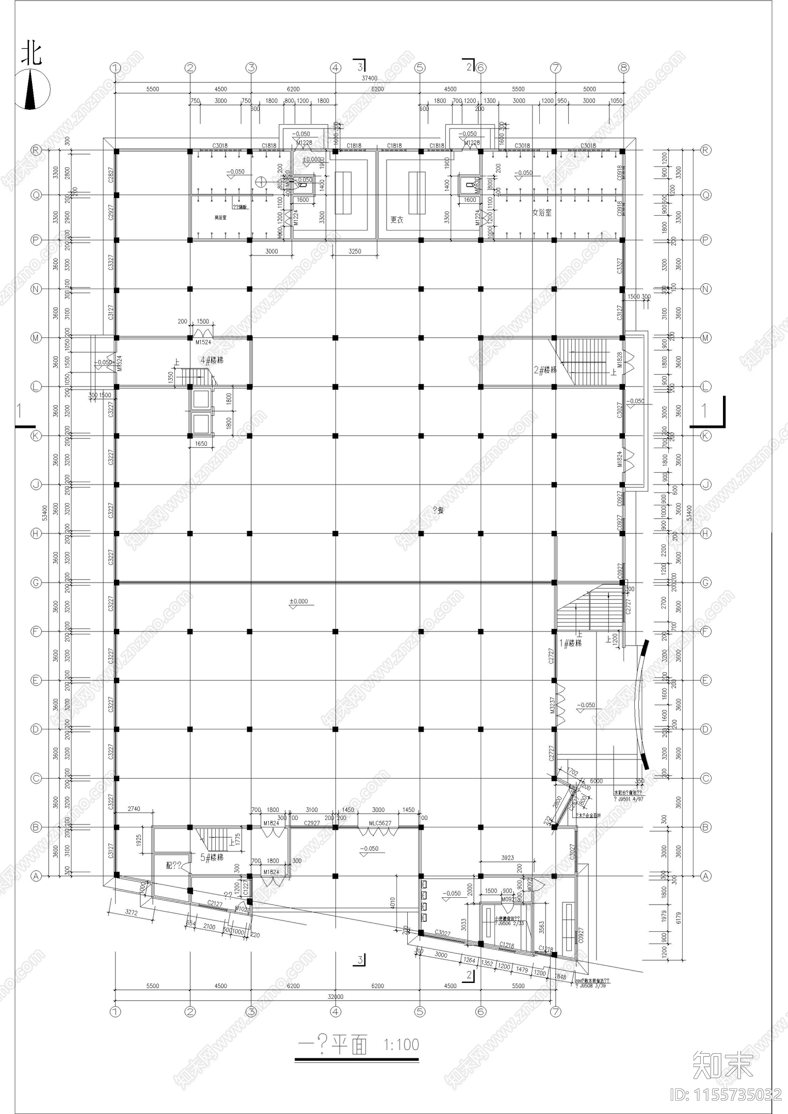 5层中学餐厅宿舍综合楼建筑cad施工图下载【ID:1155735032】