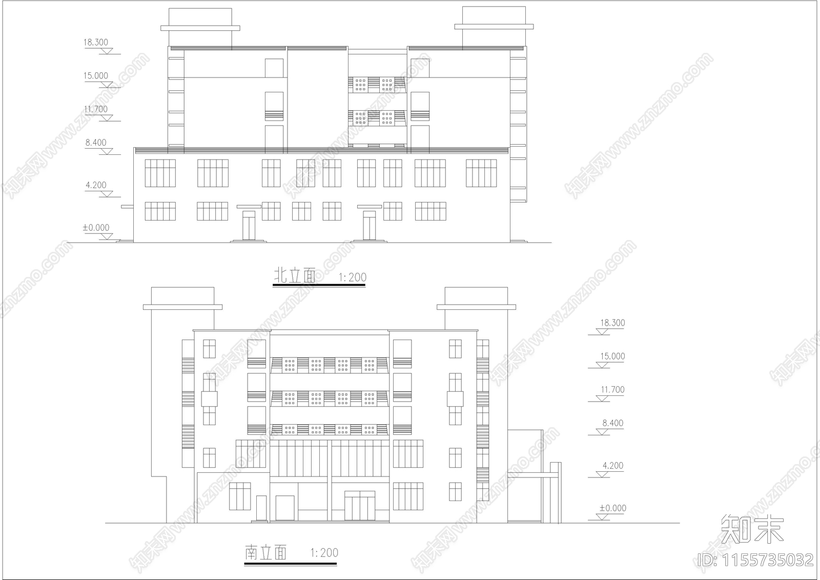 5层中学餐厅宿舍综合楼建筑cad施工图下载【ID:1155735032】