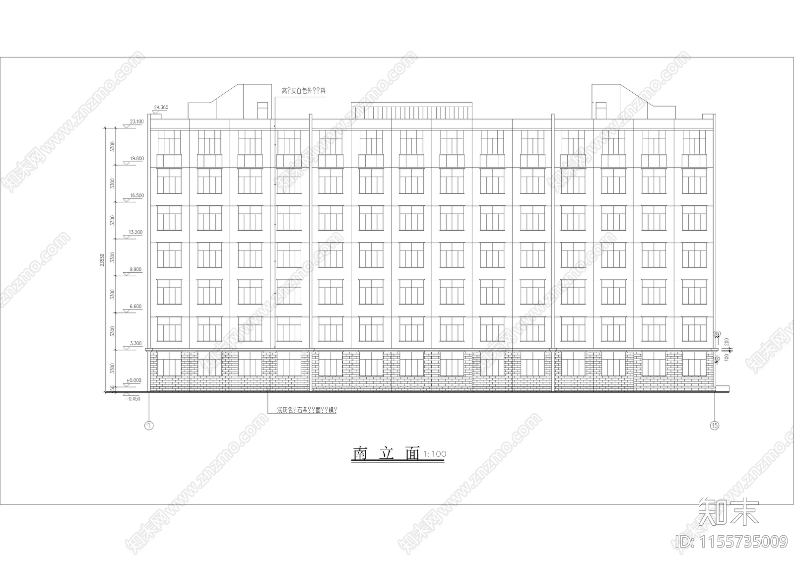 6层学生宿舍楼建筑设计图cad施工图下载【ID:1155735009】