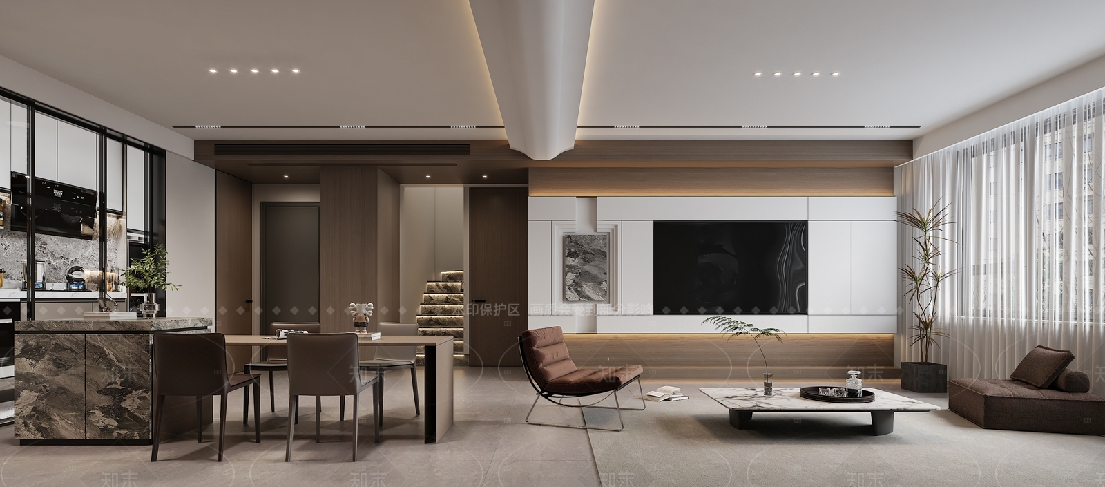 现代开放式厨房3D模型下载【ID:1214562085】