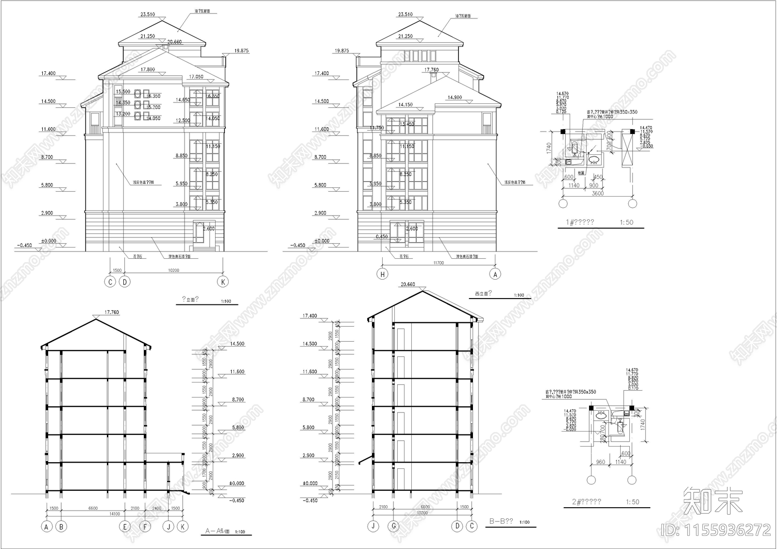 6层学生宿舍楼建cad施工图下载【ID:1155936272】