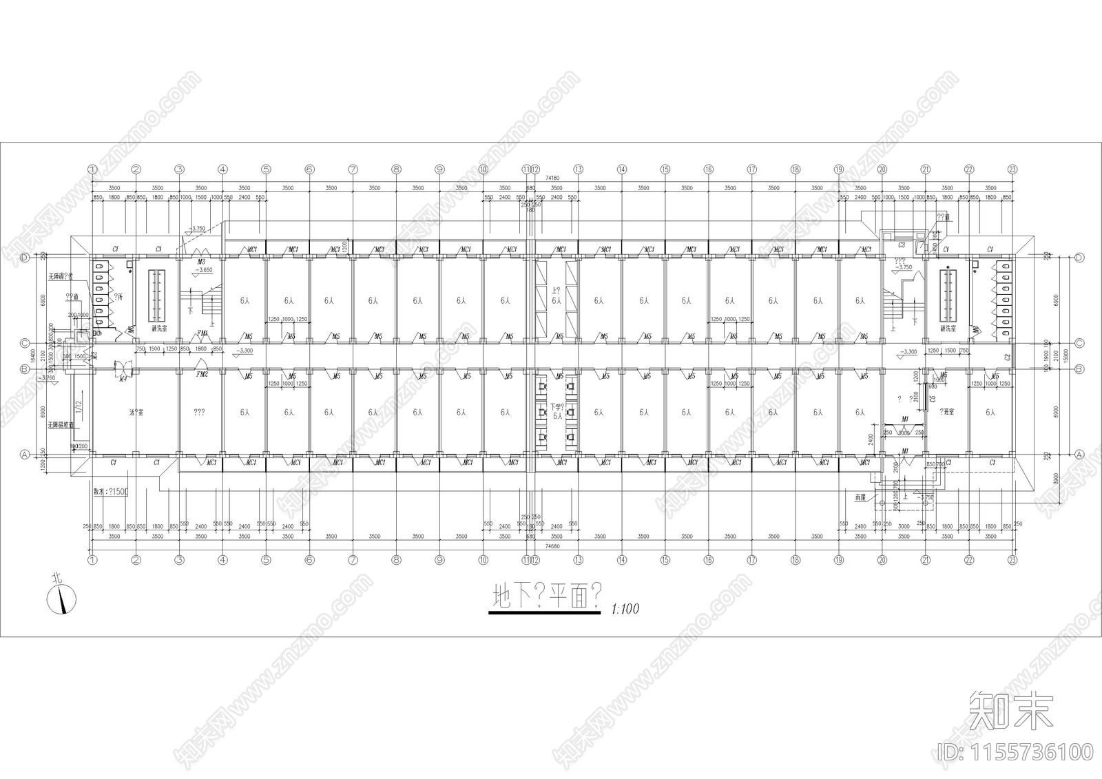 7层大学生公寓楼建筑cad施工图下载【ID:1155736100】