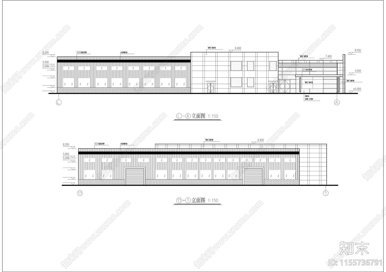 福特4S店建筑图cad施工图下载【ID:1155736791】