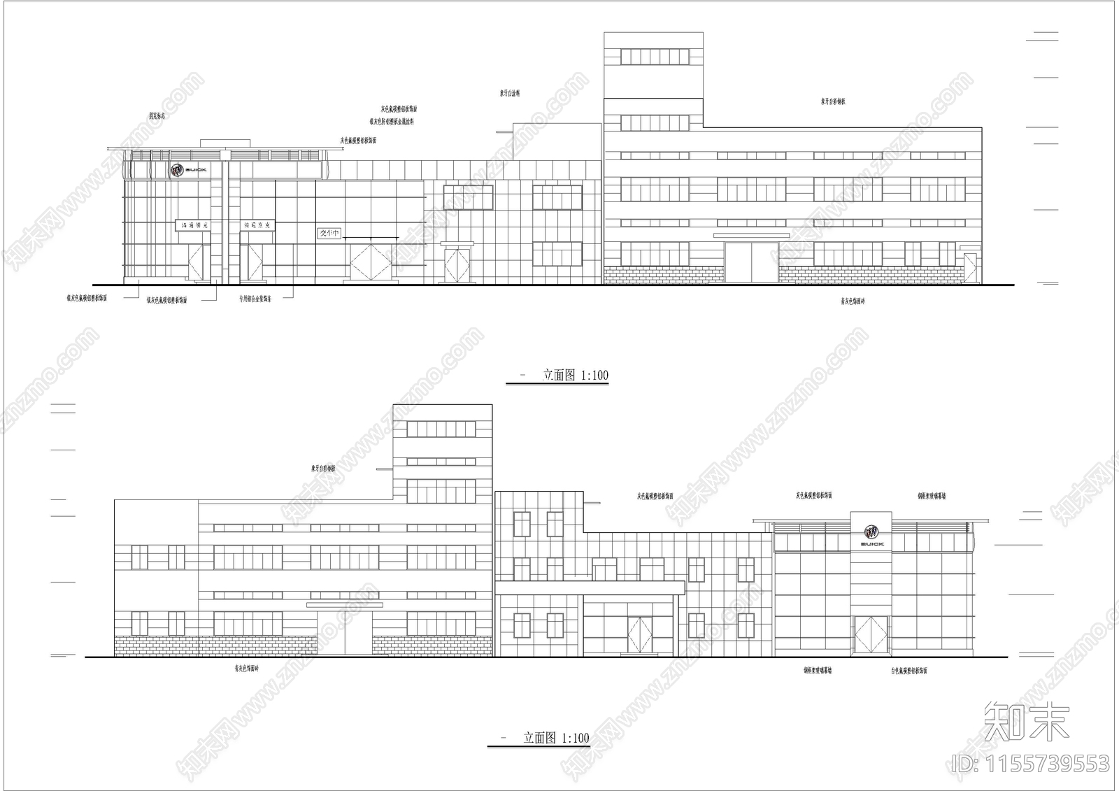 别克4S店建筑图cad施工图下载【ID:1155739553】