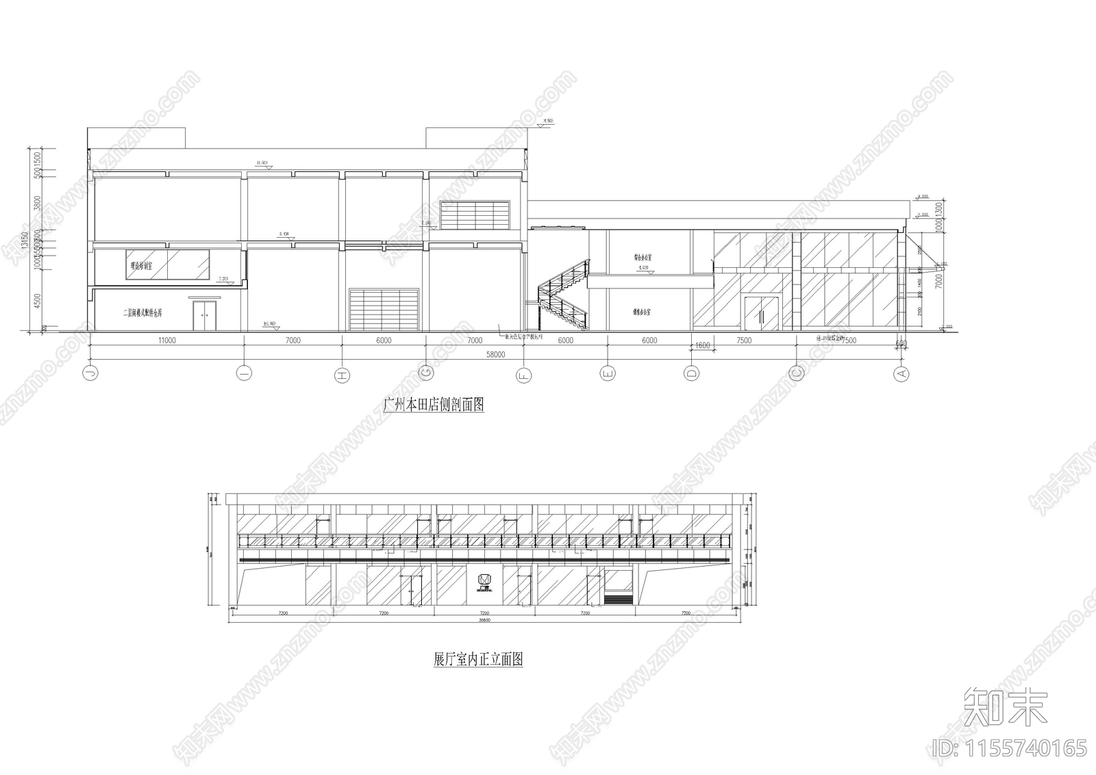 本田4S店建筑图cad施工图下载【ID:1155740165】