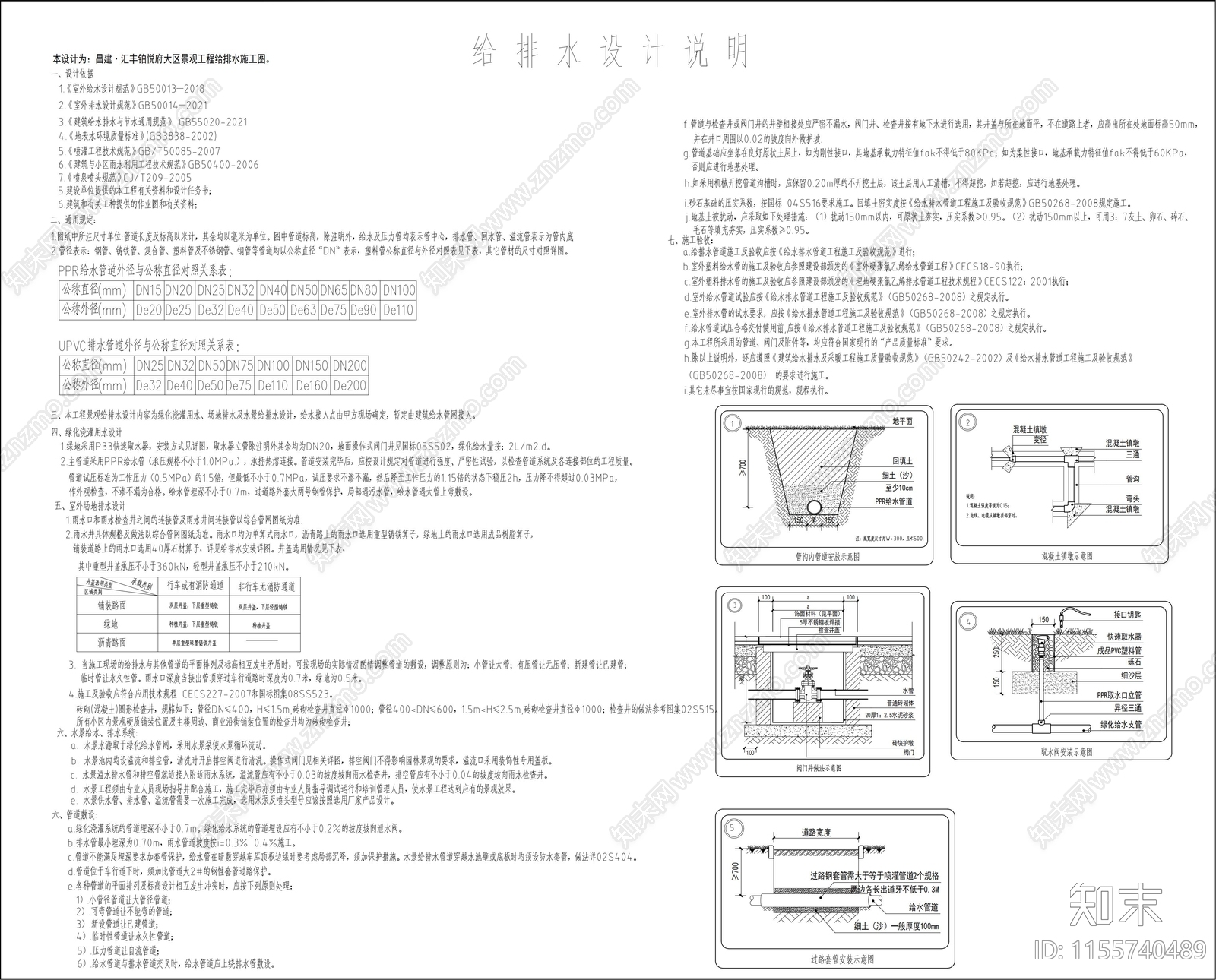 小区景观给排水设计说明及详图施工图下载【ID:1155740489】