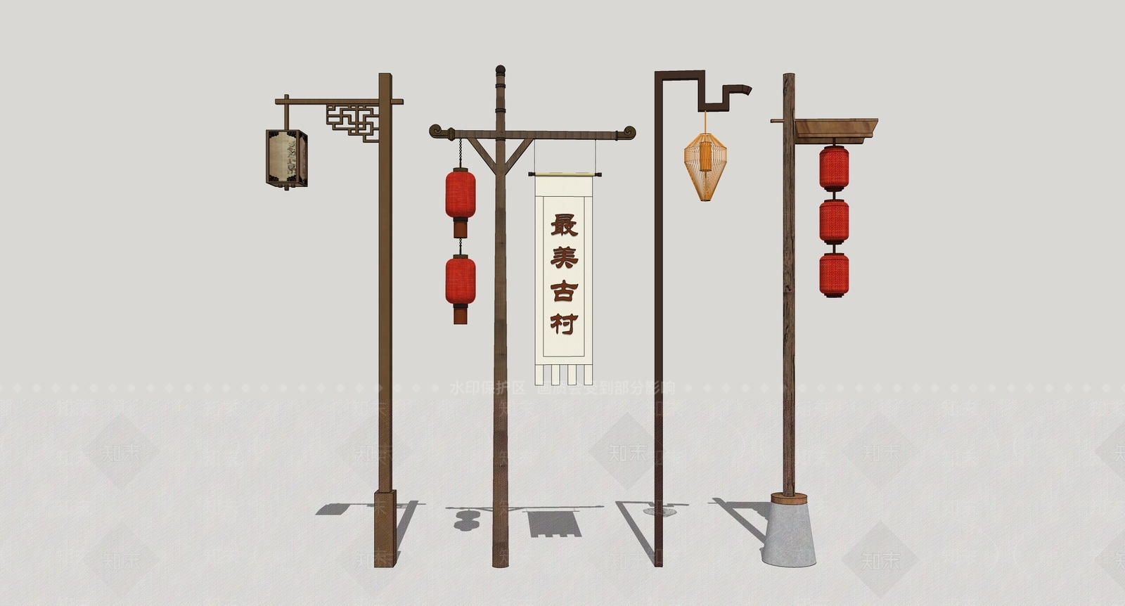 新中式路灯SU模型下载【ID:1155745654】