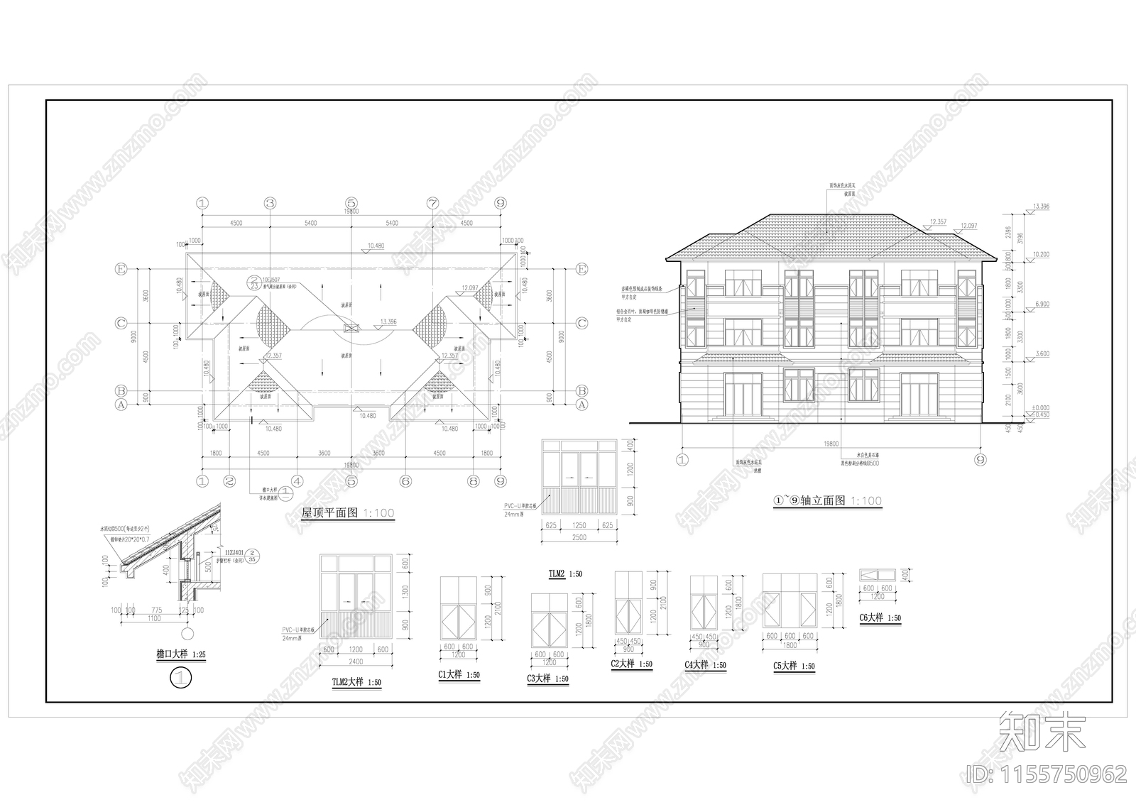 自建房双拼别墅cad施工图下载【ID:1155750962】